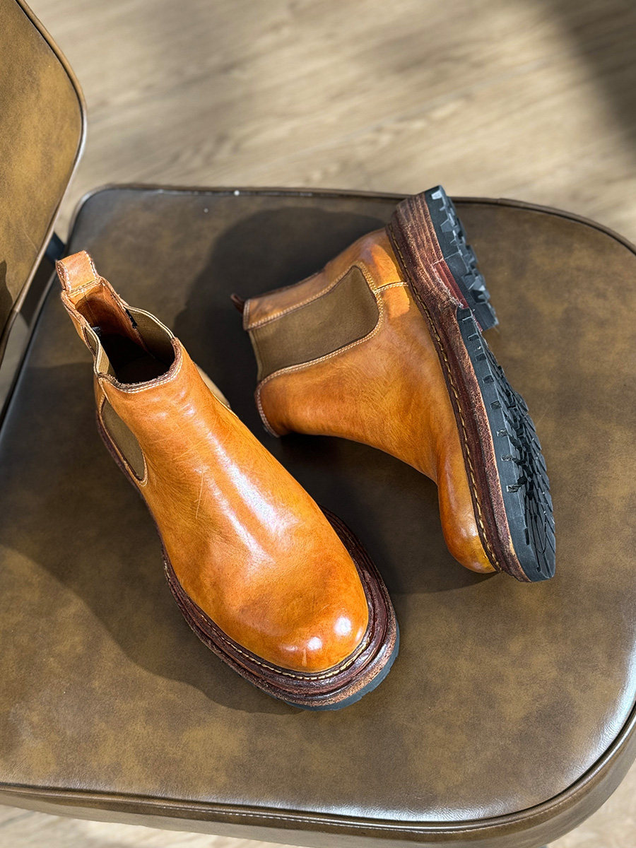 Men's Business Thick-Sole Height-Increasing Vintage Leather Boots - Image 3