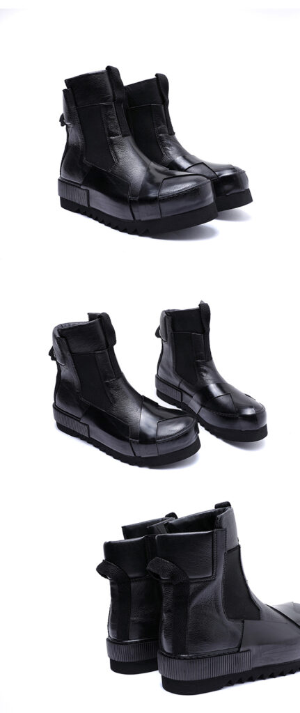 Design Leather Handmade Retro Thick Soled Heightening Casual Shoes