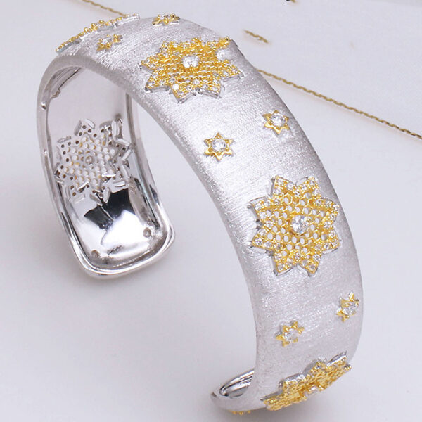 925 Silver Gold Plated Divided Snowflake Bracelet - Image 7