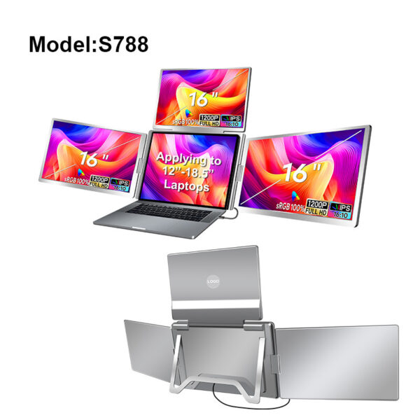 Portable Triple-screen Display Connect Three Screens With A Single Cable Laptop Secondary Display Monitor - Image 26