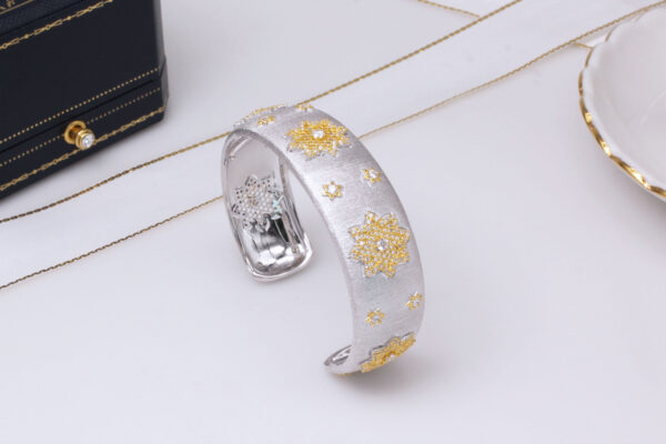 925 Silver Gold Plated Divided Snowflake Bracelet - Image 6