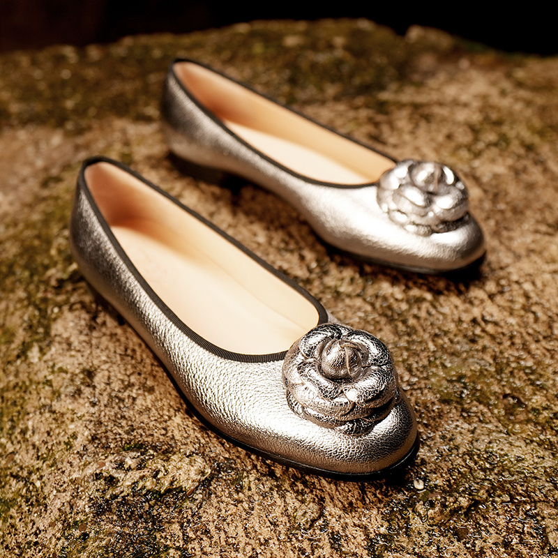 Flat Bottom Round Head Genuine Leather Pumps Female Comfortable Low Heel - Image 20