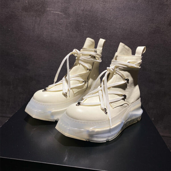Men's Top Layer Cowhide Platform High-top Ankle Boots - Image 1