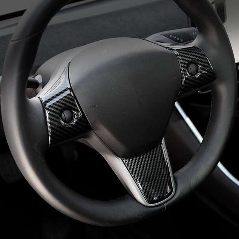 3 Pcs Set Car Steering Wheel Decoration For Tesla Model 3 With Logo - Image 1