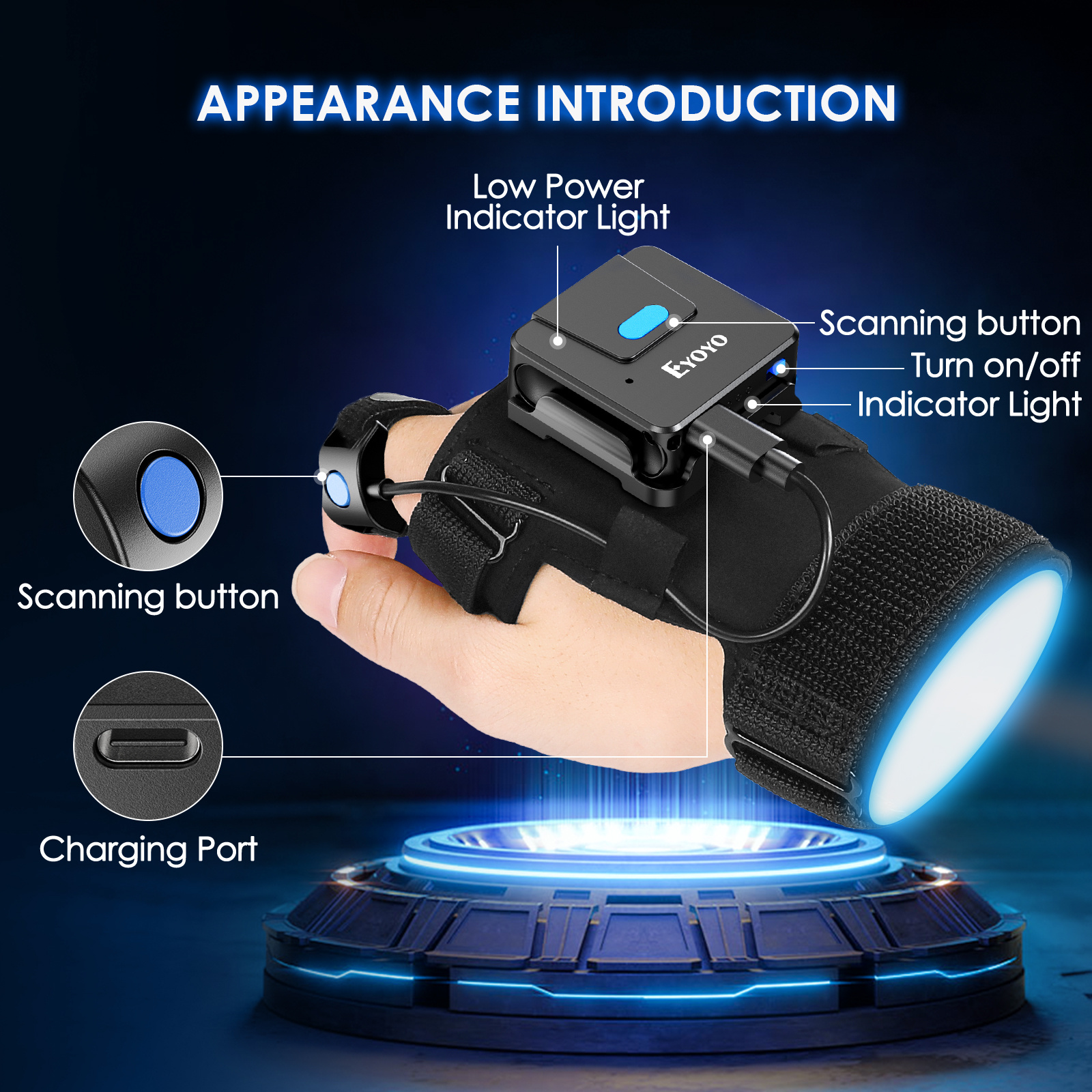 Portable Two-dimensional Wrist Barcode Scanner Gloves Bluetooth Scanner - Image 5