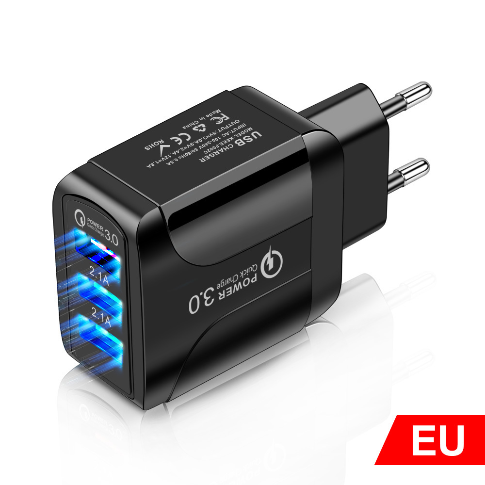 3usb mobile phone charger with blue LED - Image 1