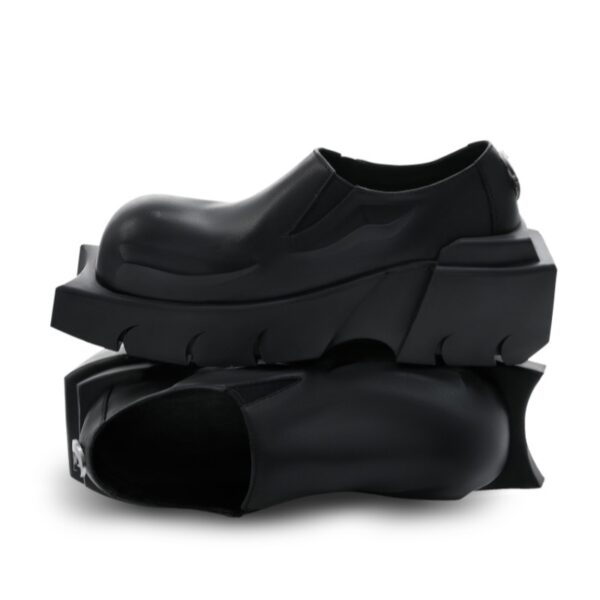 Round Head Derby Platform Shoes Devil Horn Cowhide Leather Low Top - Image 3