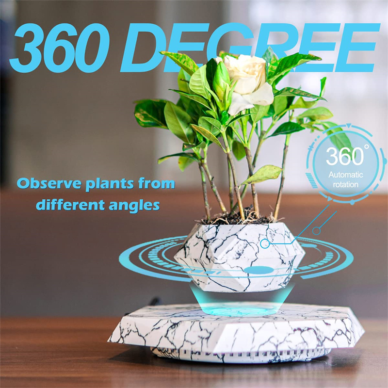 Levitating Plant Pot Marble Color Floating Planter Magnetic Levitation Bonsai Pot Office Home Decoration Kids Birthday Gift Home Decor - Image 13