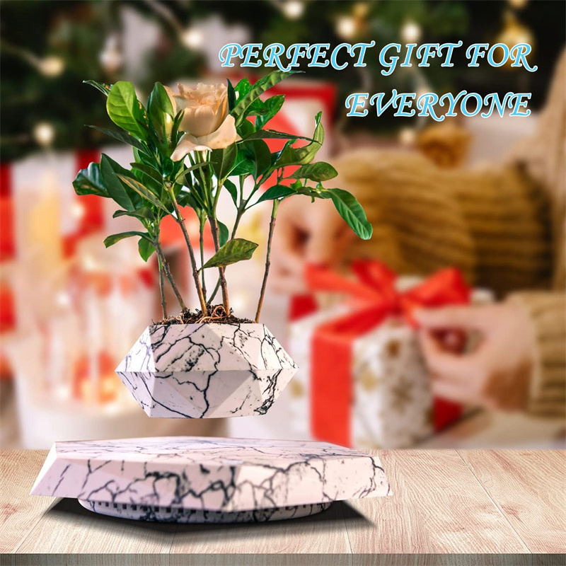 Levitating Plant Pot Marble Color Floating Planter Magnetic Levitation Bonsai Pot Office Home Decoration Kids Birthday Gift Home Decor - Image 12
