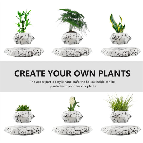 Levitating Plant Pot Marble Color Floating Planter Magnetic Levitation Bonsai Pot Office Home Decoration Kids Birthday Gift Home Decor - Image 11