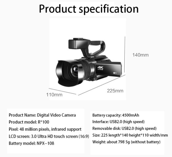 New Handheld High-Definition Digital Video Camera 4K Conference Camera Recorder Short Video Camera Dv - Image 10
