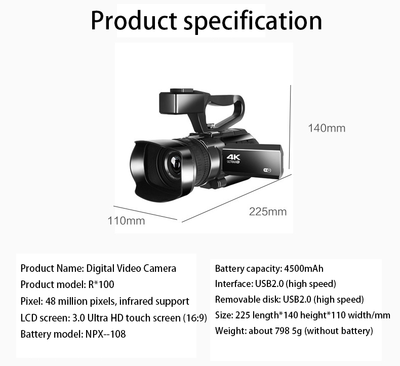 New Handheld High-Definition Digital Video Camera 4K Conference Camera Recorder Short Video Camera Dv - Image 10