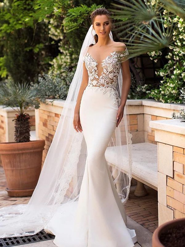 Wedding Deep Collar Women's Hollow Fishtail Dress - Image 6