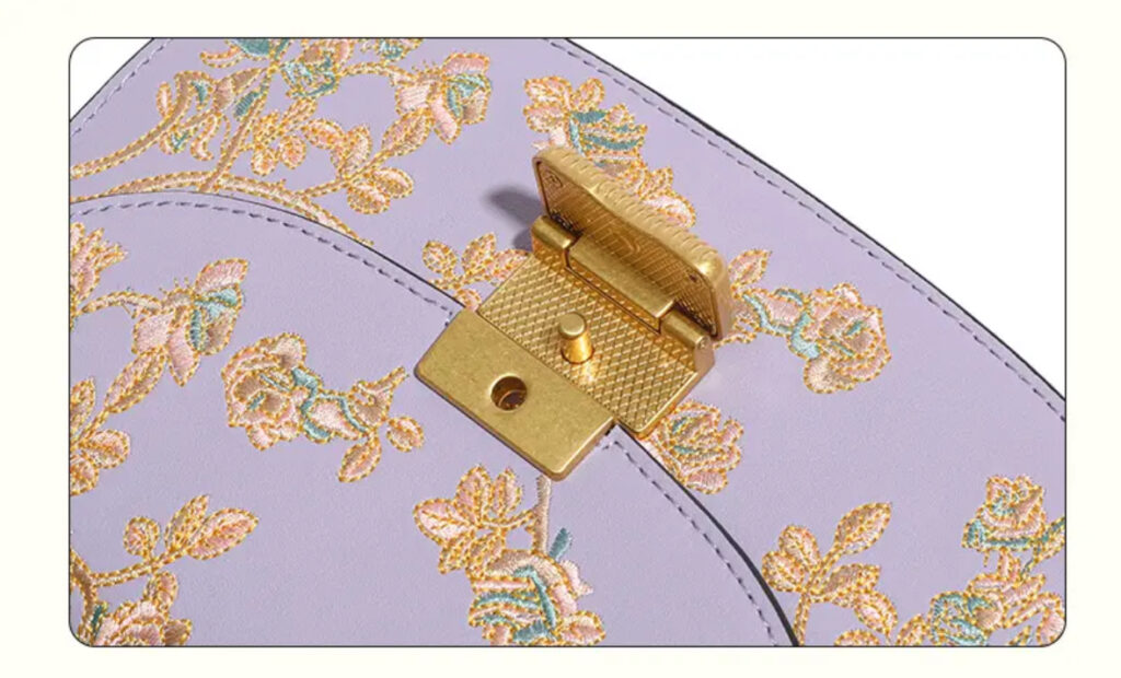 Cowhide Embroidery Ladies Bamboo Handbag