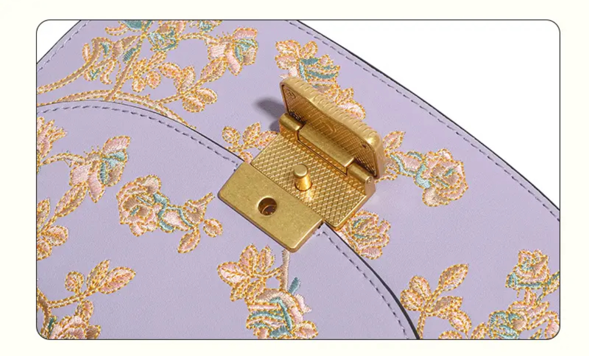 Cowhide Embroidery Ladies Bamboo Handbag - Image 10