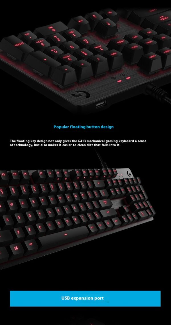 G413 Gaming Electronic Sports Mechanical Keyboard Desktop Backlight 104 Key Metal Panel - Image 13