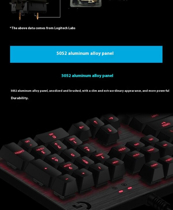 G413 Gaming Electronic Sports Mechanical Keyboard Desktop Backlight 104 Key Metal Panel - Image 18