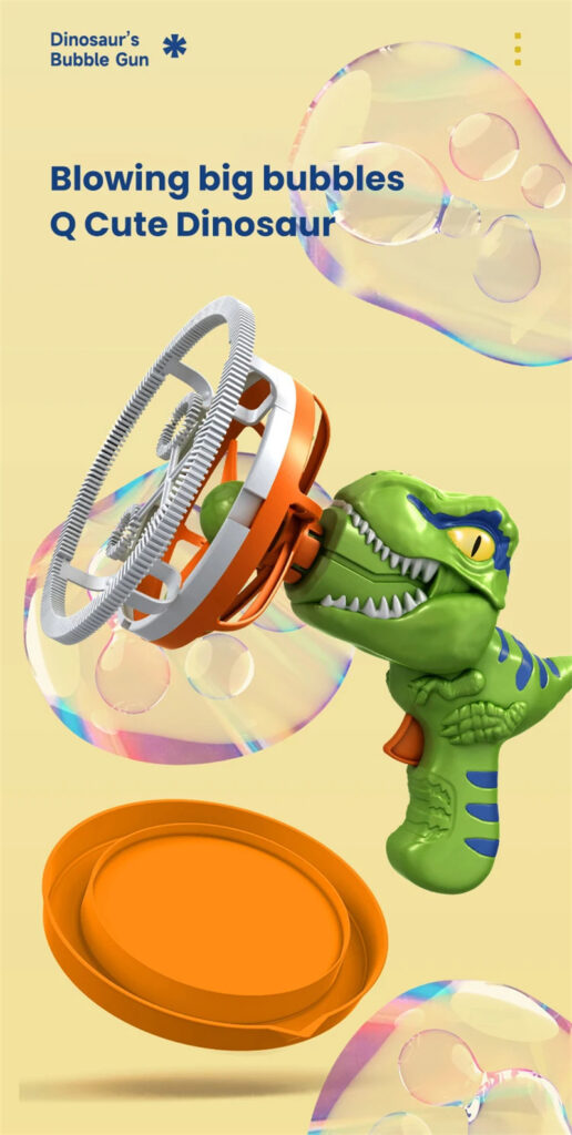 Fan Dinosaur Bubble Machine Bubble Blowing Toy Children's Handheld Bubble Machine New Cartoon Blowing Bubble Gun Toy Gift
