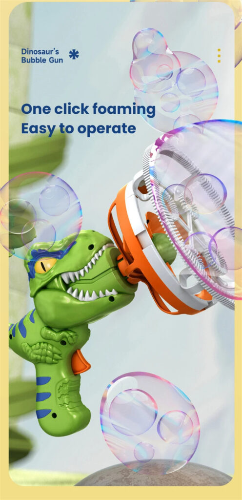 Fan Dinosaur Bubble Machine Bubble Blowing Toy Children's Handheld Bubble Machine New Cartoon Blowing Bubble Gun Toy Gift