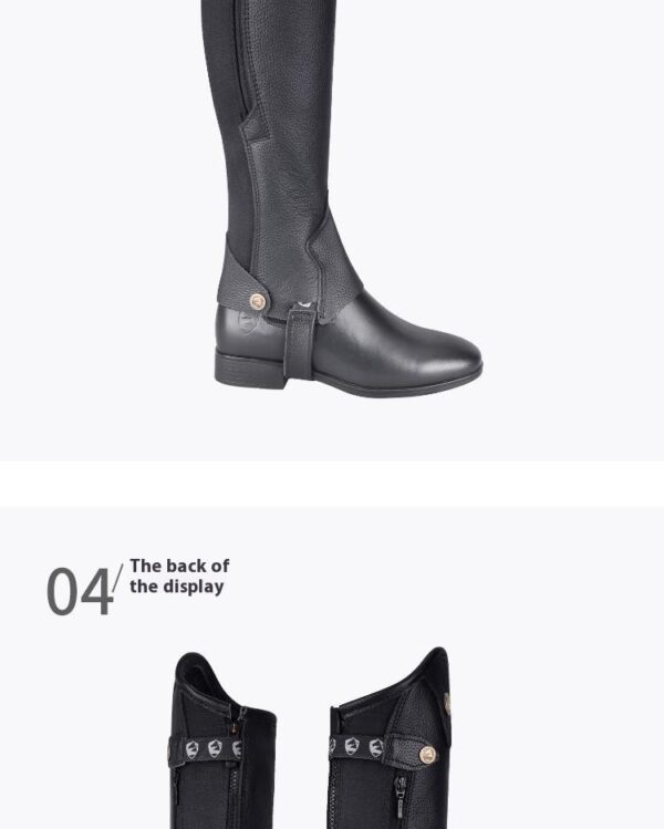 Cowhide Equestrian Chaps High Quality Thick Cowhide Double Zipper Riding Leg Guard Boots - Image 14