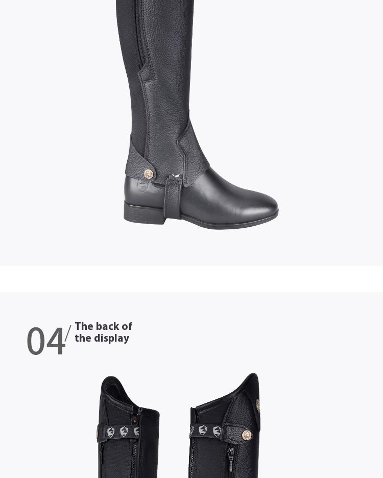 Cowhide Equestrian Chaps High Quality Thick Cowhide Double Zipper Riding Leg Guard Boots - Image 14