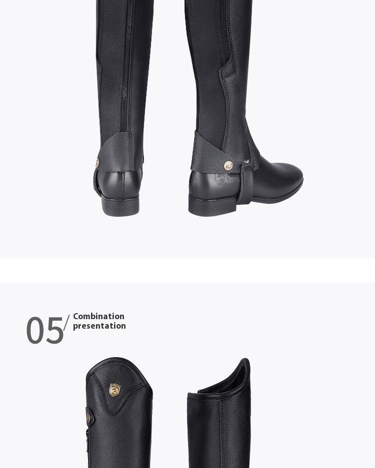Cowhide Equestrian Chaps High Quality Thick Cowhide Double Zipper Riding Leg Guard Boots - Image 16