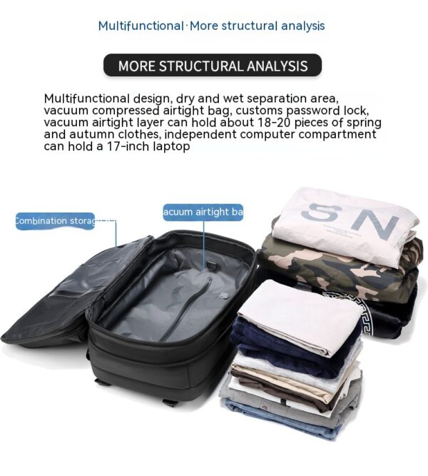 Travel Backpack Men's Business Multifunction Computer Bag Vacuum Compression Large-capacity Backpack - Image 26