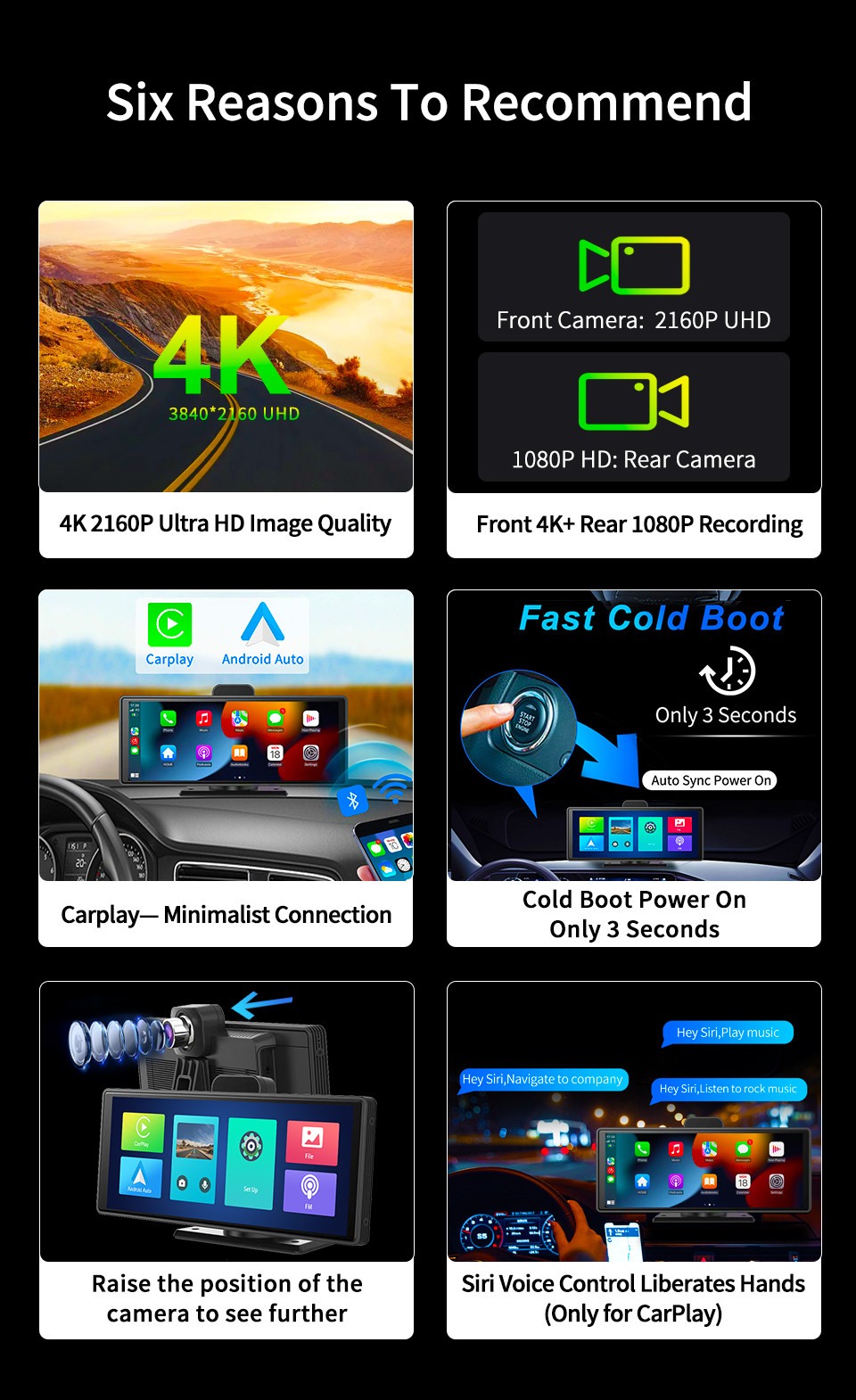Smart Screen Front And Back Dual Recording 1080P Streaming Media Mobile Phone Projection Carplay Recorder - Image 10