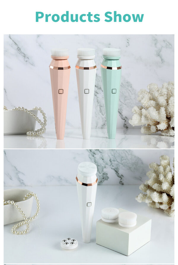 4 In 1 USB Rechargeable Electric Facial Cleansing Brush Soft Skin Care Portable Massager Face Brush Deep Cleaning Device - Image 9