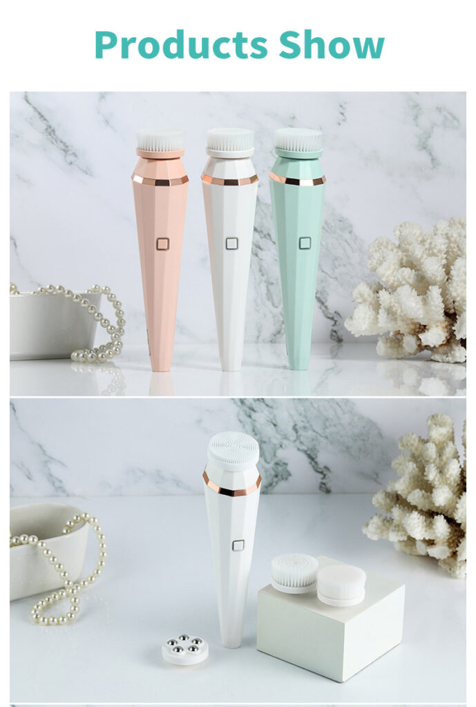 4 In 1 USB Rechargeable Electric Facial Cleansing Brush Soft Skin Care Portable Massager Face Brush Deep Cleaning Device