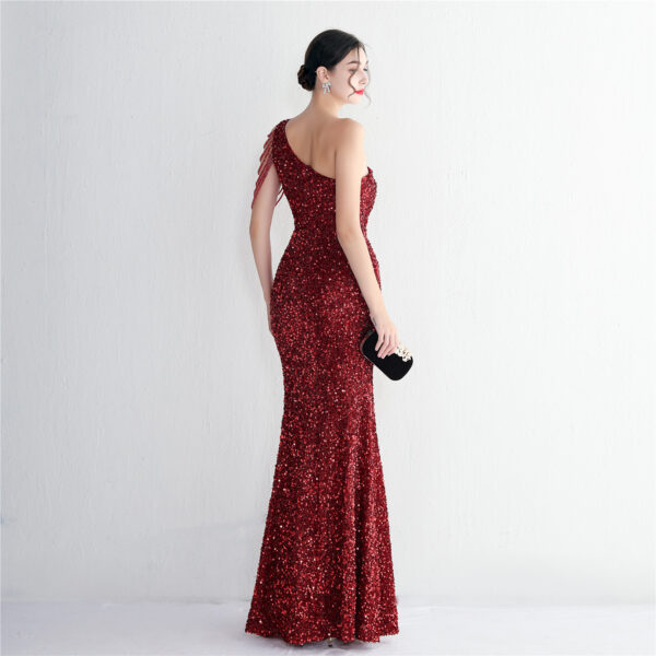 19533  Handmade Sequin Craft Beaded One-shoulder Fishtail Skirt - Image 40