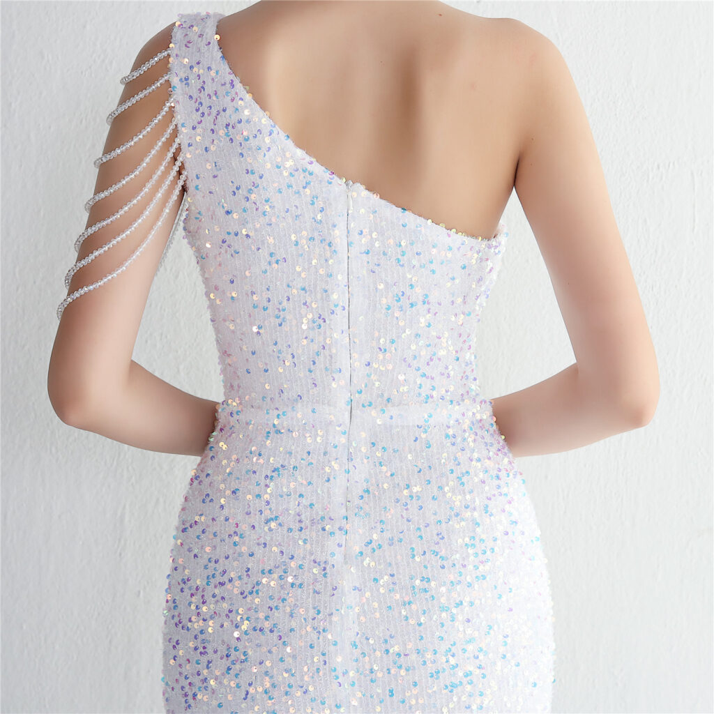 19533  Handmade Sequin Craft Beaded One-shoulder Fishtail Skirt