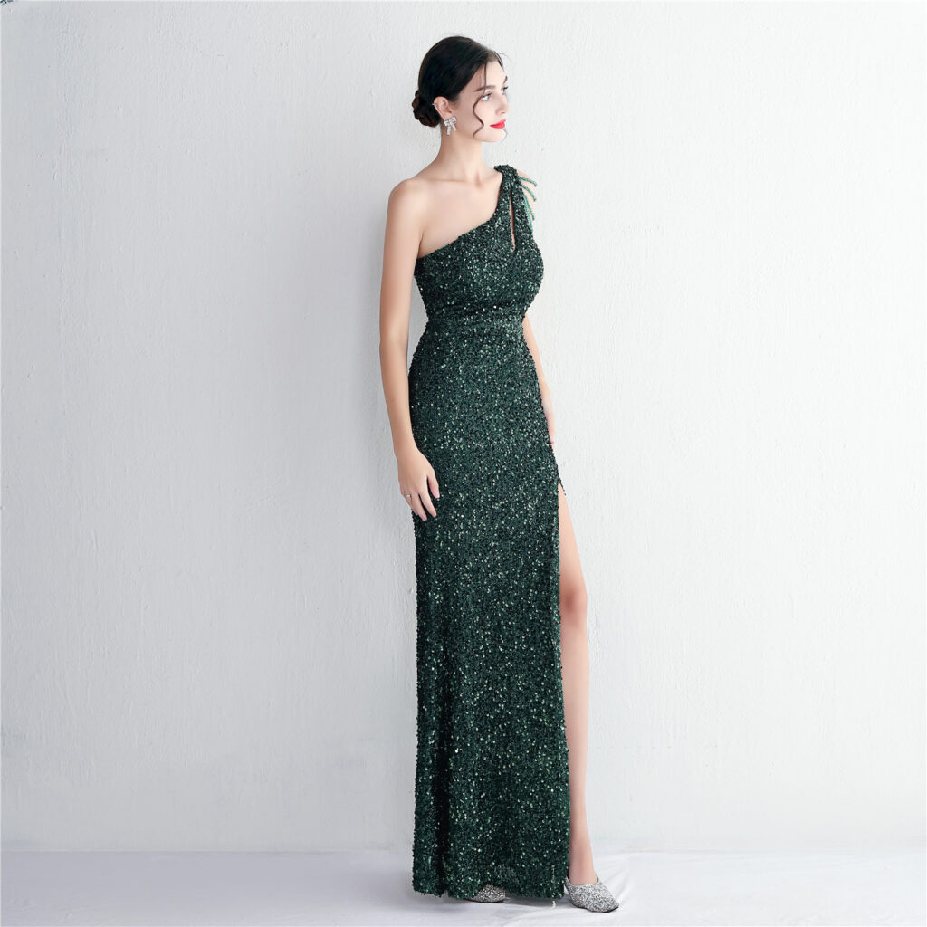 19533  Handmade Sequin Craft Beaded One-shoulder Fishtail Skirt