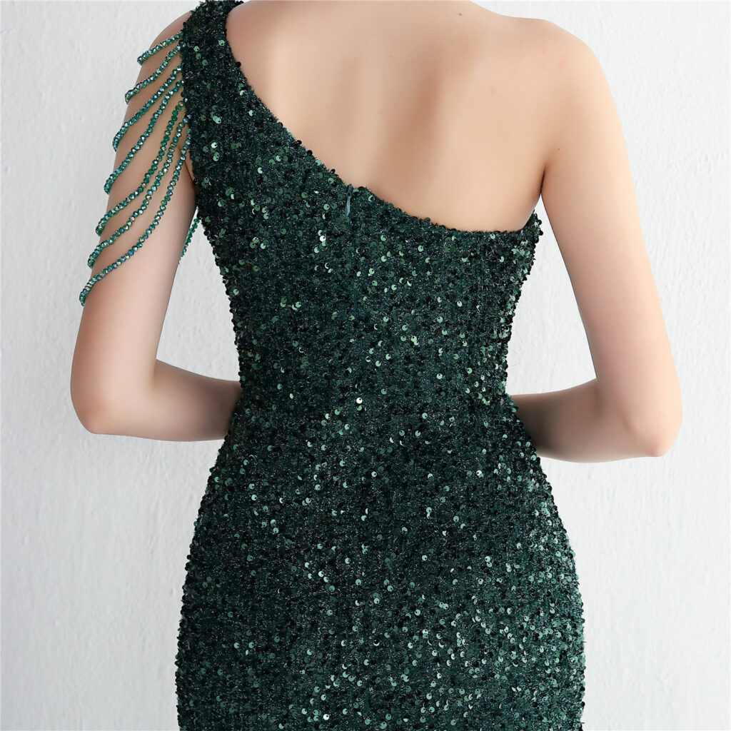 19533  Handmade Sequin Craft Beaded One-shoulder Fishtail Skirt