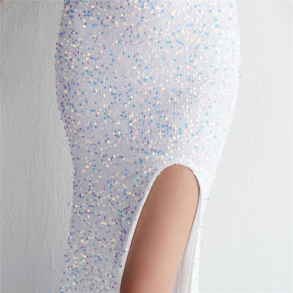 19533  Handmade Sequin Craft Beaded One-shoulder Fishtail Skirt