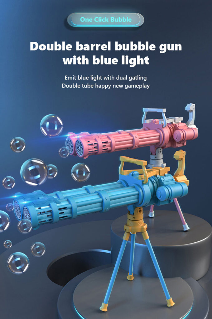 Super Big Double-Tube Bubble Gun Machine Outdoor Blowing Soap Bubble Maker Toy Automatic Water Toy For Children Birthday Party