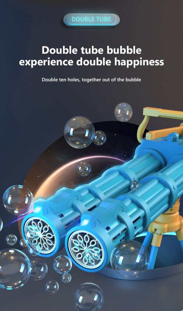 Super Big Double-Tube Bubble Gun Machine Outdoor Blowing Soap Bubble Maker Toy Automatic Water Toy For Children Birthday Party