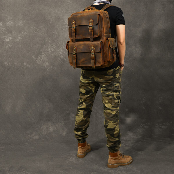 Crazy Horse Leather Backpack - Image 3