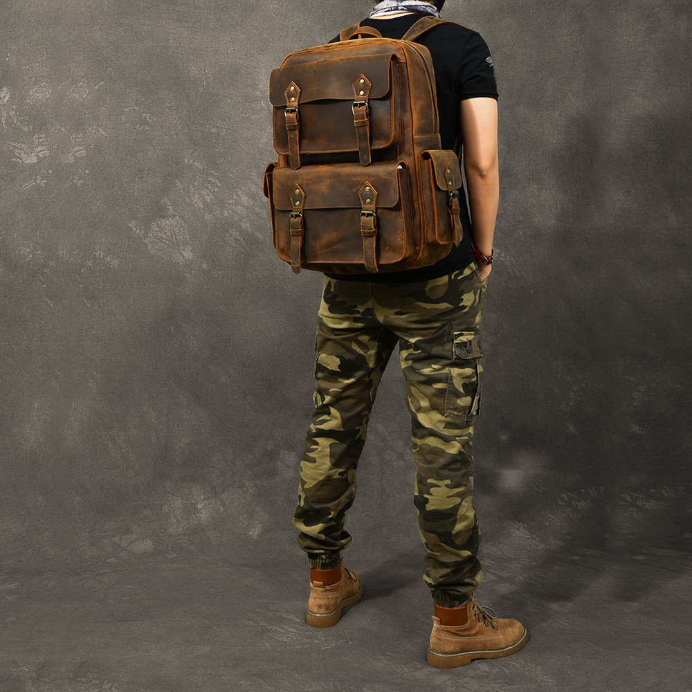 Crazy Horse Leather Backpack - Image 3