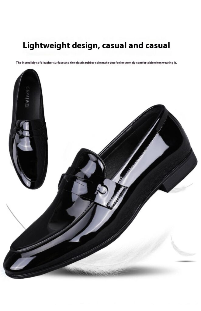 Glossy Slip-on Casual Breathable Business Formal Wear Leather Shoes