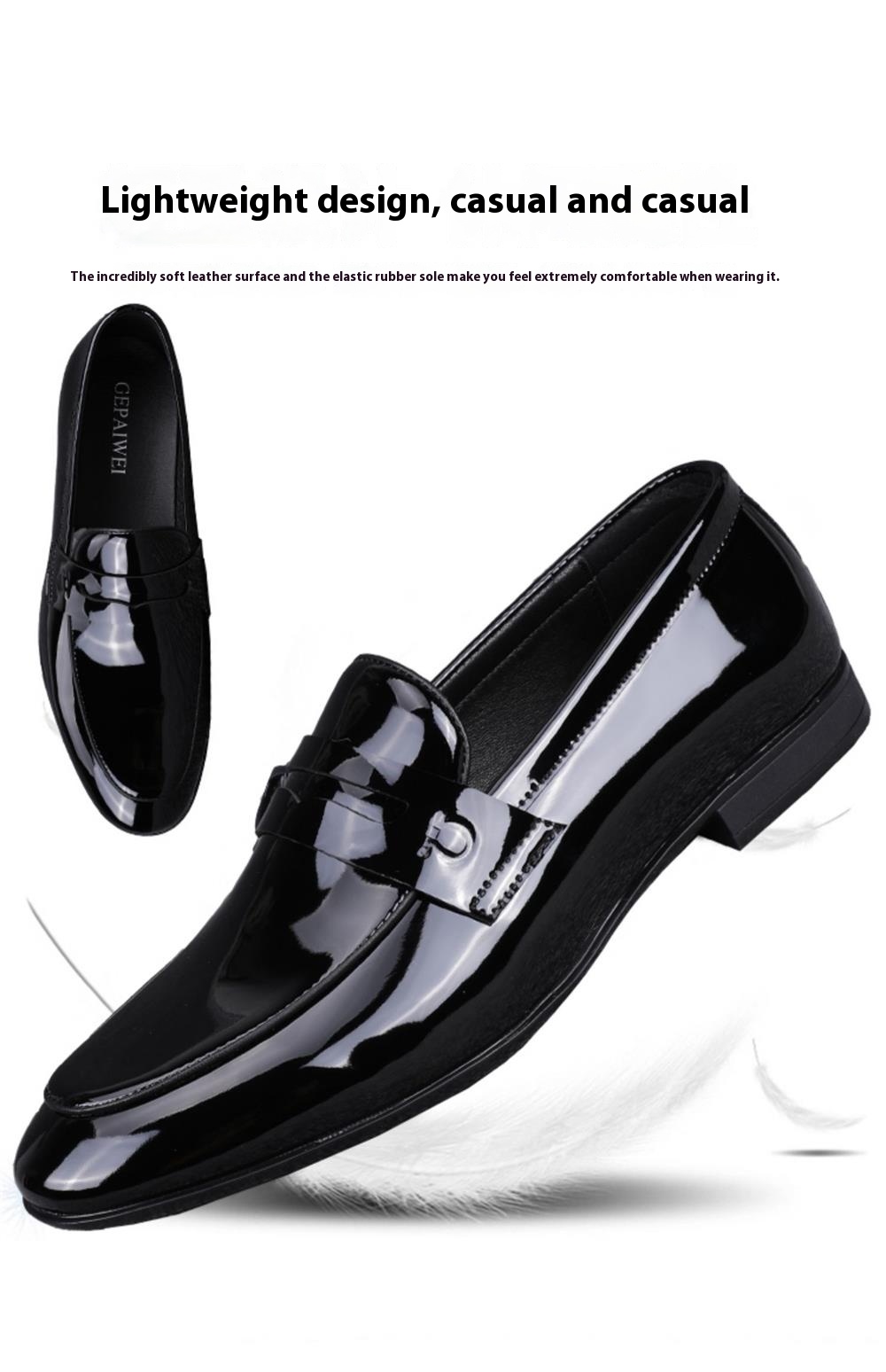 Glossy Slip-on Casual Breathable Business Formal Wear Leather Shoes - Image 9