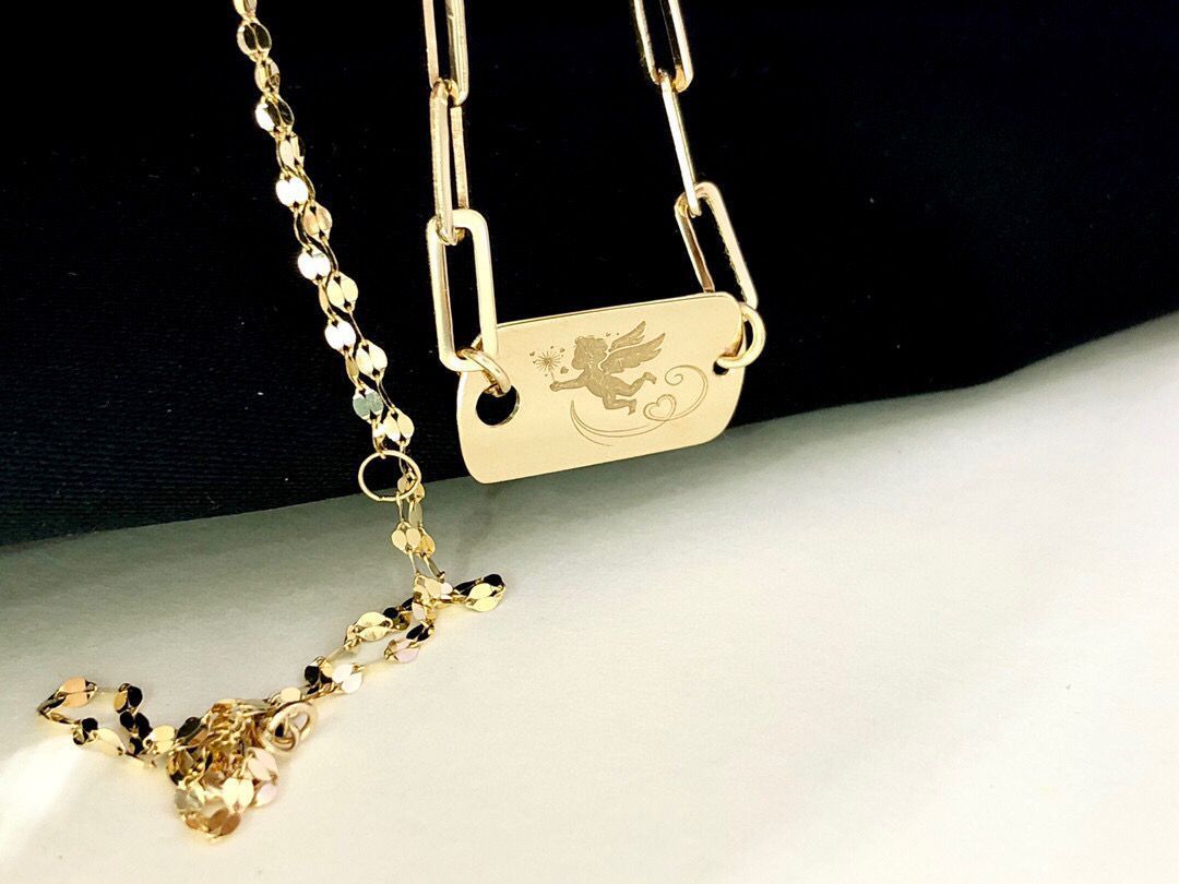 18k gold angel clavicle chain - Image 1