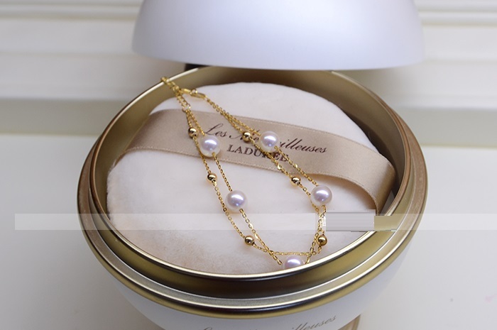 18k Gold Seawater Pearl Adjustable Double-layer Bracelet - Image 3