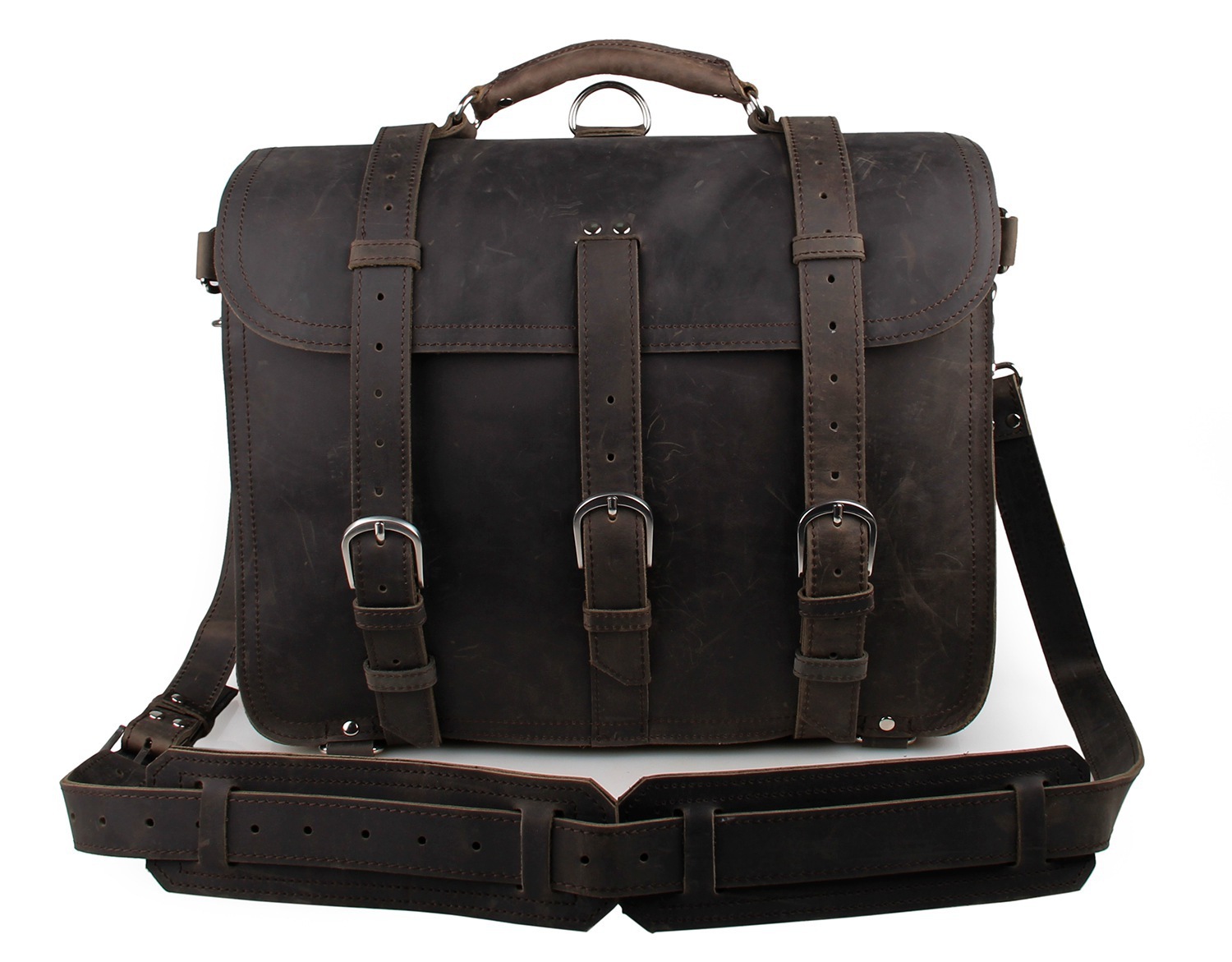 Leather bag leather bag wholesale cool crazy horse men Shoulder Messenger Bag 7072 - Image 9