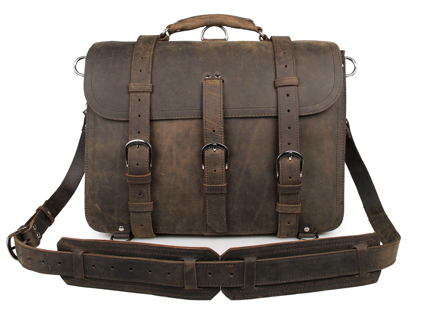 Leather bag leather bag wholesale cool crazy horse men Shoulder Messenger Bag 7072 - Image 8