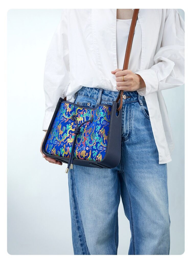 Light Luxury National Style Genuine Leather Underarm Bag Large Capacity