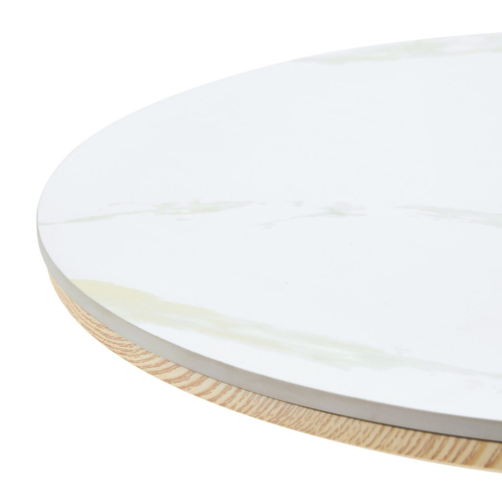 Rock Slab Circular Tabletop Non Adjustable  39.5 Inches High  Bar Table, Bar Table With Gold Legs And Base  White Gold