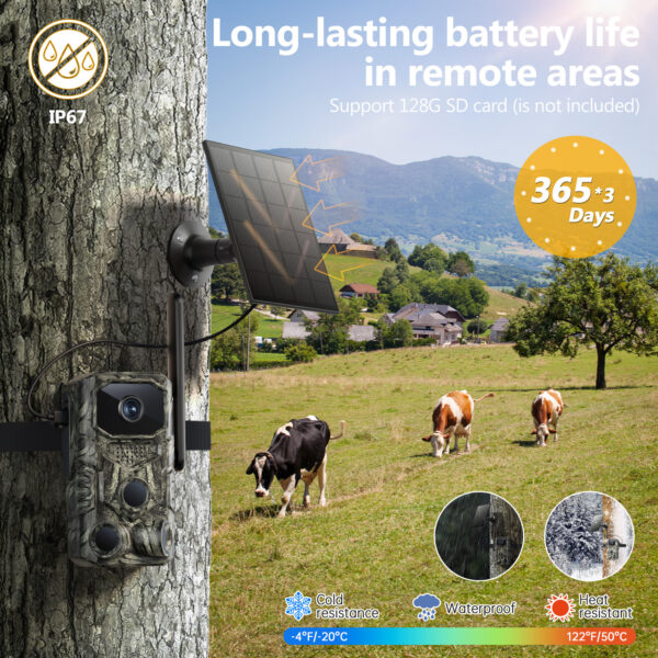 4G GPS Hunting Outdoor Trail Camera Wide Angle 4MP Camouflage Wildlife Deer Monitoring Solar Hunt Camera - Image 2