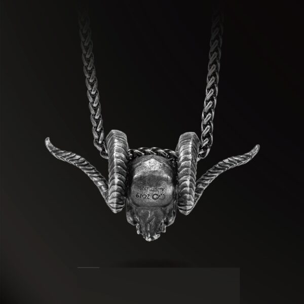 925 Silver Antique Pendant Inlaid With 18k Gold Punk Necklace - Image 6