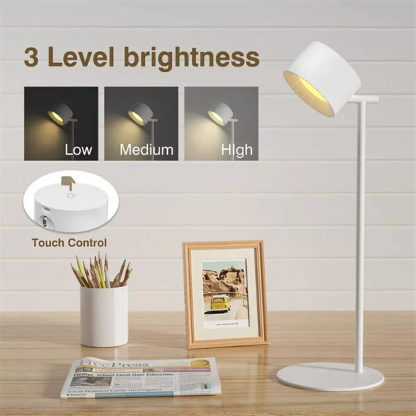 Magnetic Touchable LED USB Rechargeable Table Lamp 360 Rotate Cordless Remote Control Desk Lights Home Bedroom Wall Night Lamp - Image 4